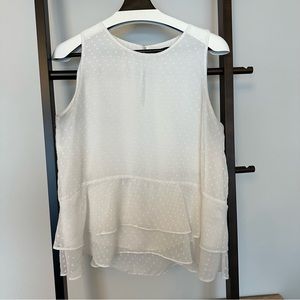 RW&Co White Flowy Layered Peplum Blouse